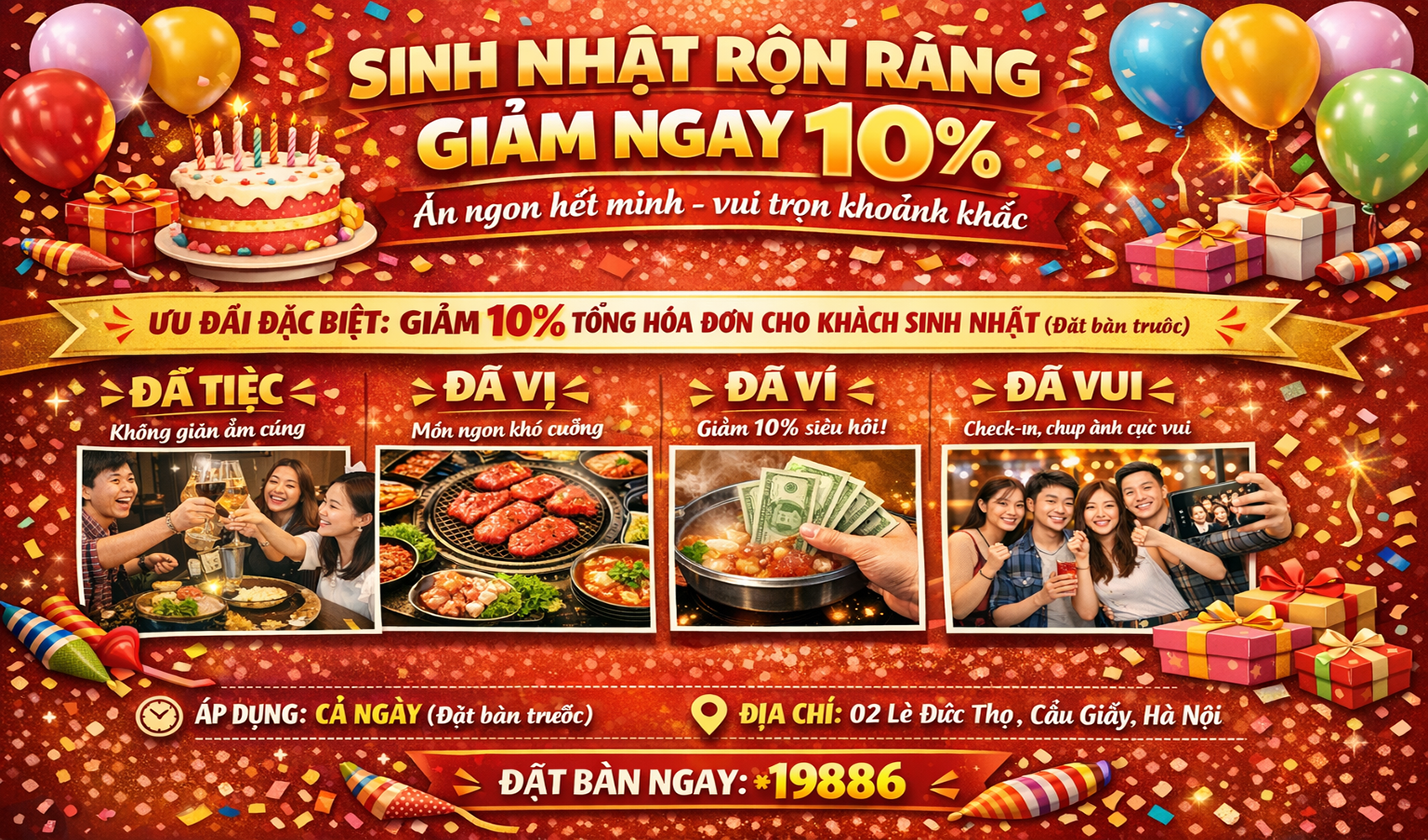 SINH NHẬT RỘN RÀNG - GIẢM NGAY 10%